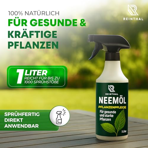 REINTHAL Neemöl Spray 1000 ml – Natürliche Pflanzenpflege, Sprühfertig – Niemöl mit Emulgator für Pflanzen, Nachfüllbar