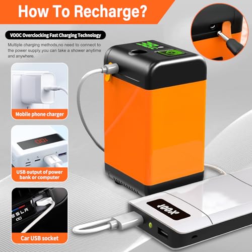 Qjwdb Portable Shower For Camping: Outdoor Electric Shower Rechargeable Pump With Intelligent Digital Display thumb #2