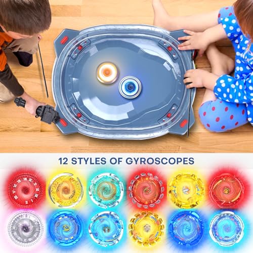 image for BUPASAK Light Ignite Spinning Tops Battle Set, with Stadium, 12 Light 