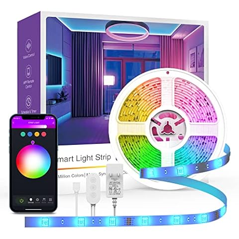 OHMAX Smart LED Strip Lights, 16.4ft RGB Light Compatible with Alexa & Google Home, App Control, Music Sync,Smart Home Decor, WiFi 2.4Ghz Cover