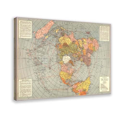 Carte de la Terre plate azimutale polaire pour sublimer la décoration d'un bureau de passionné
