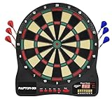 Carromco Dartscheibe elektronisch RAPTOR-301 – 4-Loch Abstand, rot-grün-beige-schwarz, Dartspiel für 1-8 Spieler, inkl. Softdarts, Netzteil, 32 Spiele & 570 Variationen (inkl. Cricket)