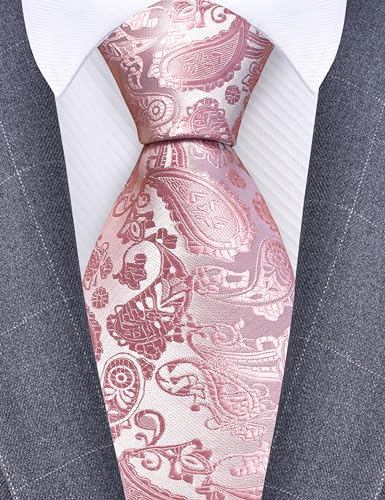 Image of GUSLESON 3.15 inch(8cm) Fashion Paisley Ties Mens Woven Jacquard Necktie for Wedding