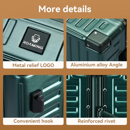 ROAMING Zipperless Luggage 26 Inch with Aluminum Frame, Checked-Large Lightweight 3-Layer PC Hard Shell Suitcase with Spinner Wheels, Metal Travel Luggage with Three TSA Locks, Dark Night Green - Image 6