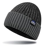 Beanie Hats for Men - Thermal Fleece Lined Skull Cap Knitted Cuffed Skullies Warm Thick Slouchy Skul