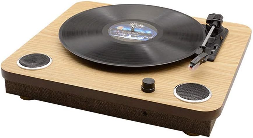 Bluetooth Record Player Belt-Drive 3-Speed Turntable Built-in Stereo Speakers, To SD Card/USB Stick & With AM/FM Radio