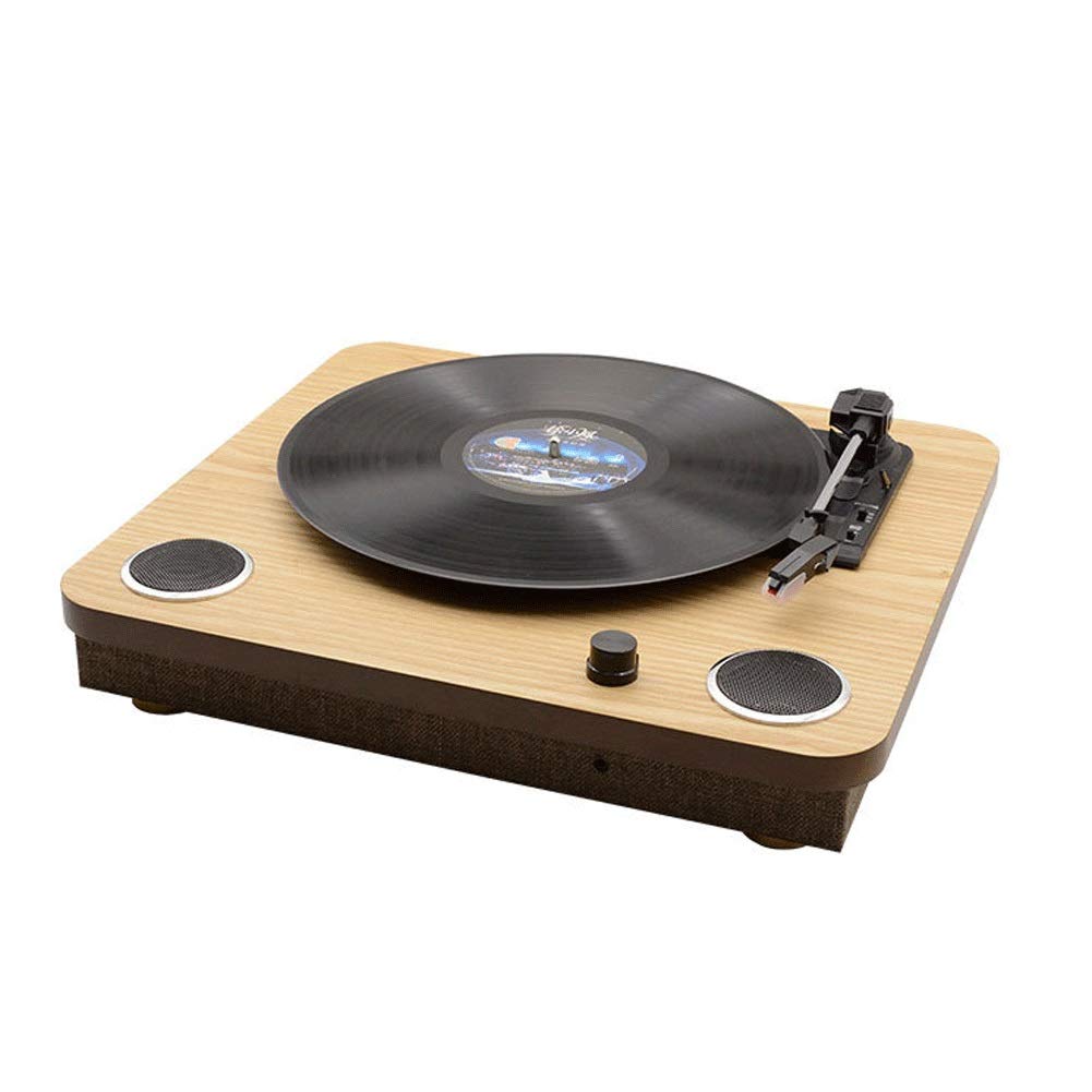 Giradischi Bluetooth con altoparlanti integrati, trasmissione a cinghia a 3 velocità, radio AM/FM, riproduzione SD/USB per audio domestico e ascolto di dischi in vinile