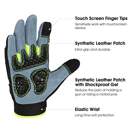 Ozero Motorcycle Gloves Deerskin Suede Leather Palm With Impact Protective Big Gel - Hyflex Extra Grip Touchscreen For Motocross/Driving/Atv Riding/Mountain Cycling/Dirt Bike (Black,Large) #TOP2