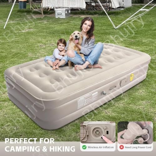Image of Single Sofa Bed, Inflatable Mattres with Free Electric Pump, Quick-Inflation /Deflation Guest Air Mattress, Blow Up Bed for Home Camping Versatile- Luxury Sofa Bed Cum Folding, Long-Lasting (A+A)