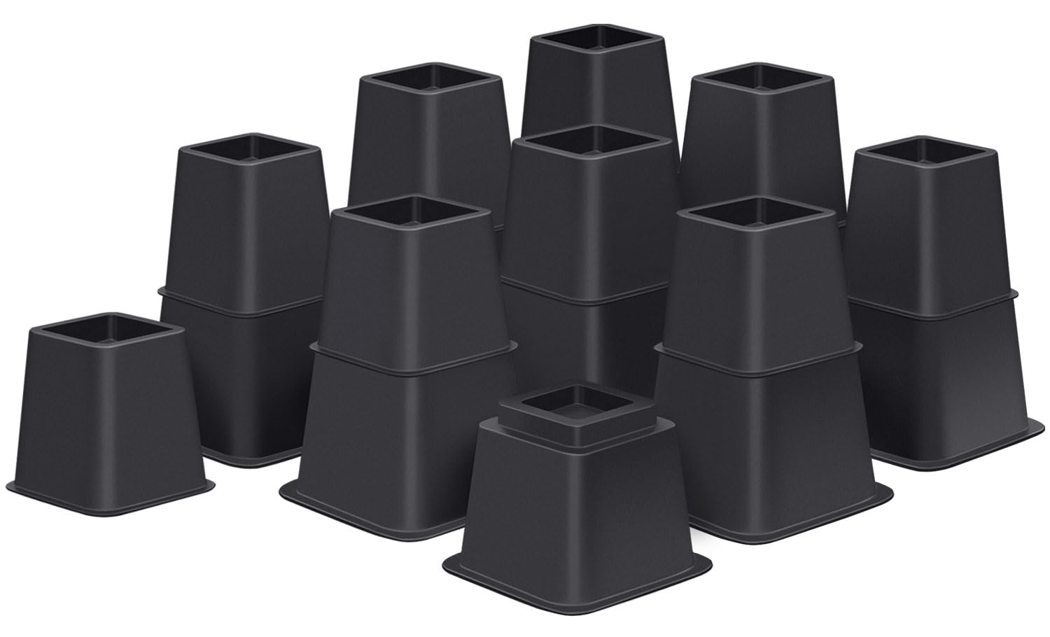 ANNKUT Bed Risers 8 inch Heavy Duty,Elevation in Heights 3, 5, 8 Inch，Adjustable Furniture Risers for Chair Table and Desk Legs Lifting (9 Pack,Black)
