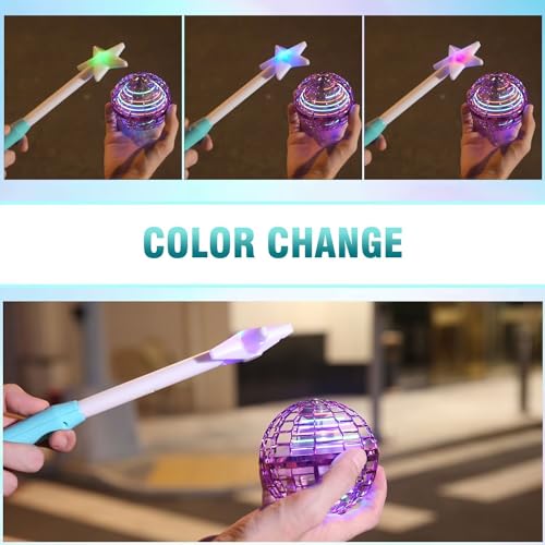 Image of ATHLERIA Pink Flying Orb Ball with Wand,Cool Stuff Gadgets Christmas Birthday Presents Toys for Boy Girl Teens 6 7 8 9 10+ Year Old, Hover Boomerang Mini Drones for Kids,Flying Spinner