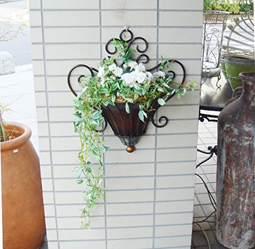 新品ウォールプランター 0901KFM003 ブラウン 壁掛けプランター アンティークブラウン 幅50cm×高さ53cm ｜おしゃれな