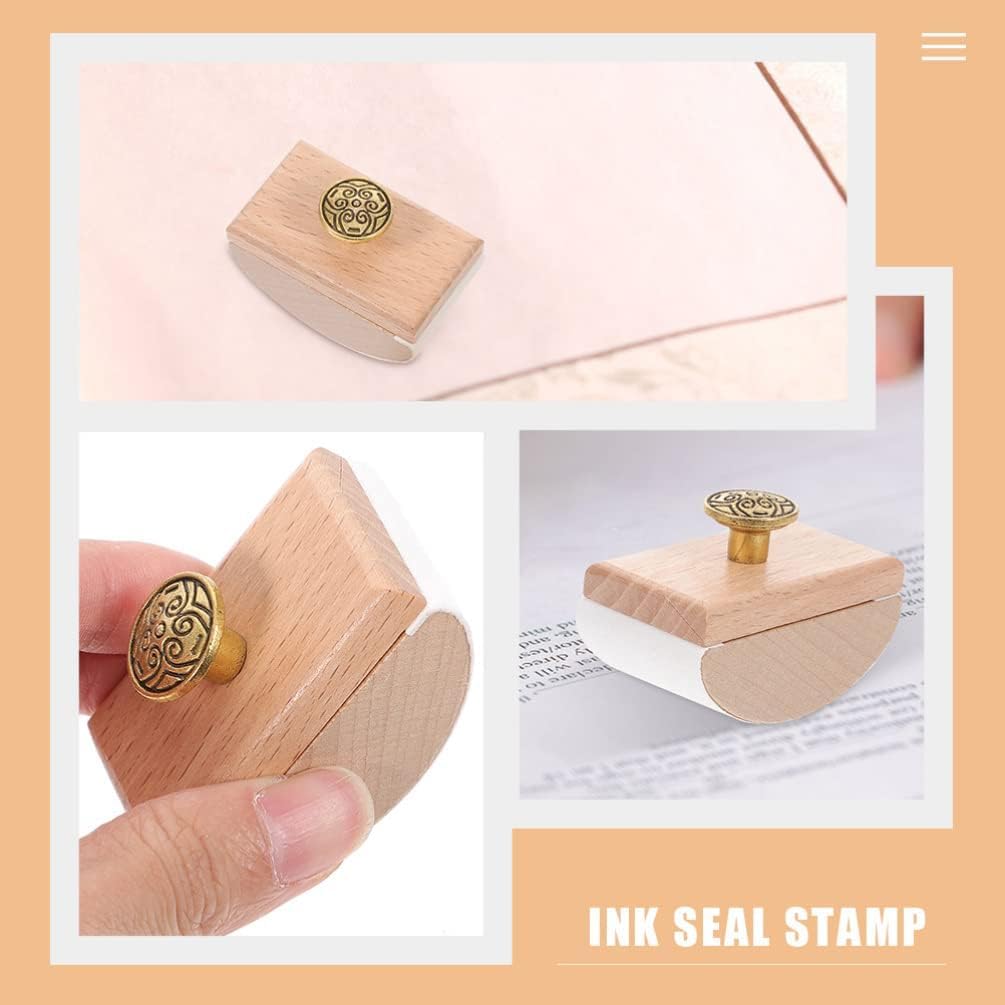 Seal Stamp Calligraphy Wooden Ink Absorption Stamp Arc Design Easy to Use Ink Blotter Ink Quick Drying Tool Woden Rocker Blotter fo r Pen Writing(Wood Color) - Image 2