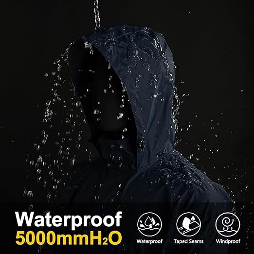 Image of Waterproof Raincoat for Men | Lightweight & Durable Rain Jacket with Hood | Windproof & Breathable | Travel-Friendly, Bike & Motorcycle Use I88