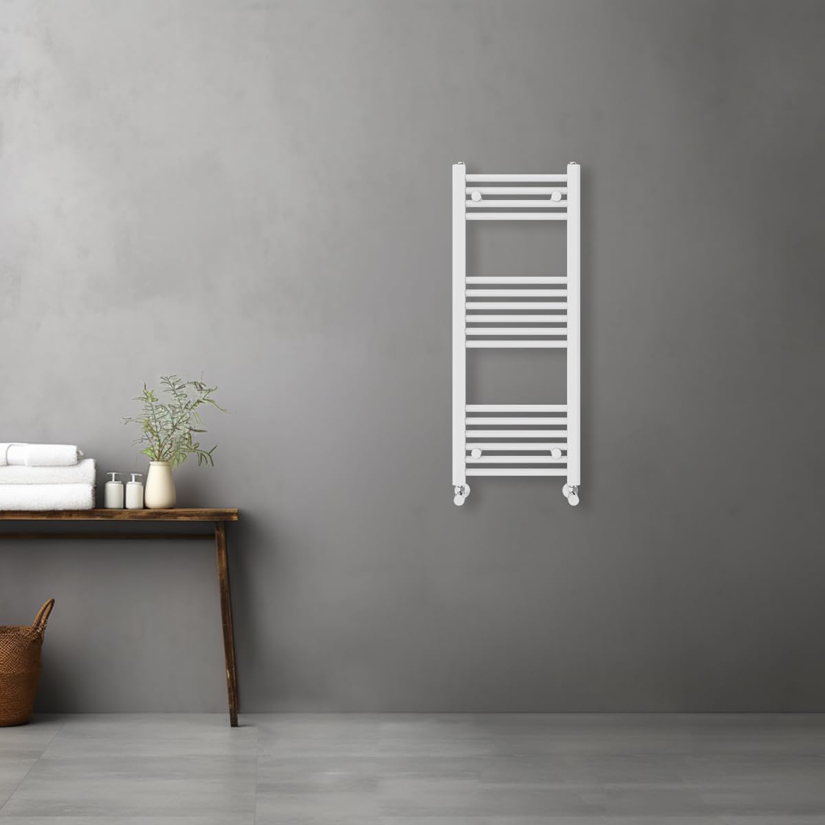 Warmehaus White Contemporary Straight Heated Bathroom Towel Rail Radiator Rad - 1000X400mm