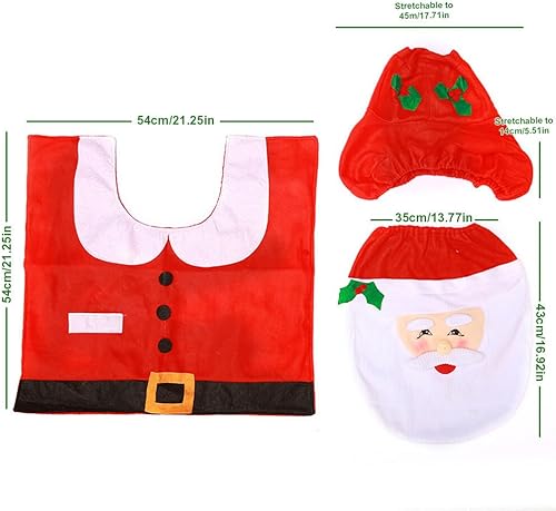 Miniatura 2 de Juego de fundas de asiento de inodoro de Navidad, lindo Papá Noel, muñeco de nieve, alce, elfo de Navidad, funda de inodoro + caja de papel para