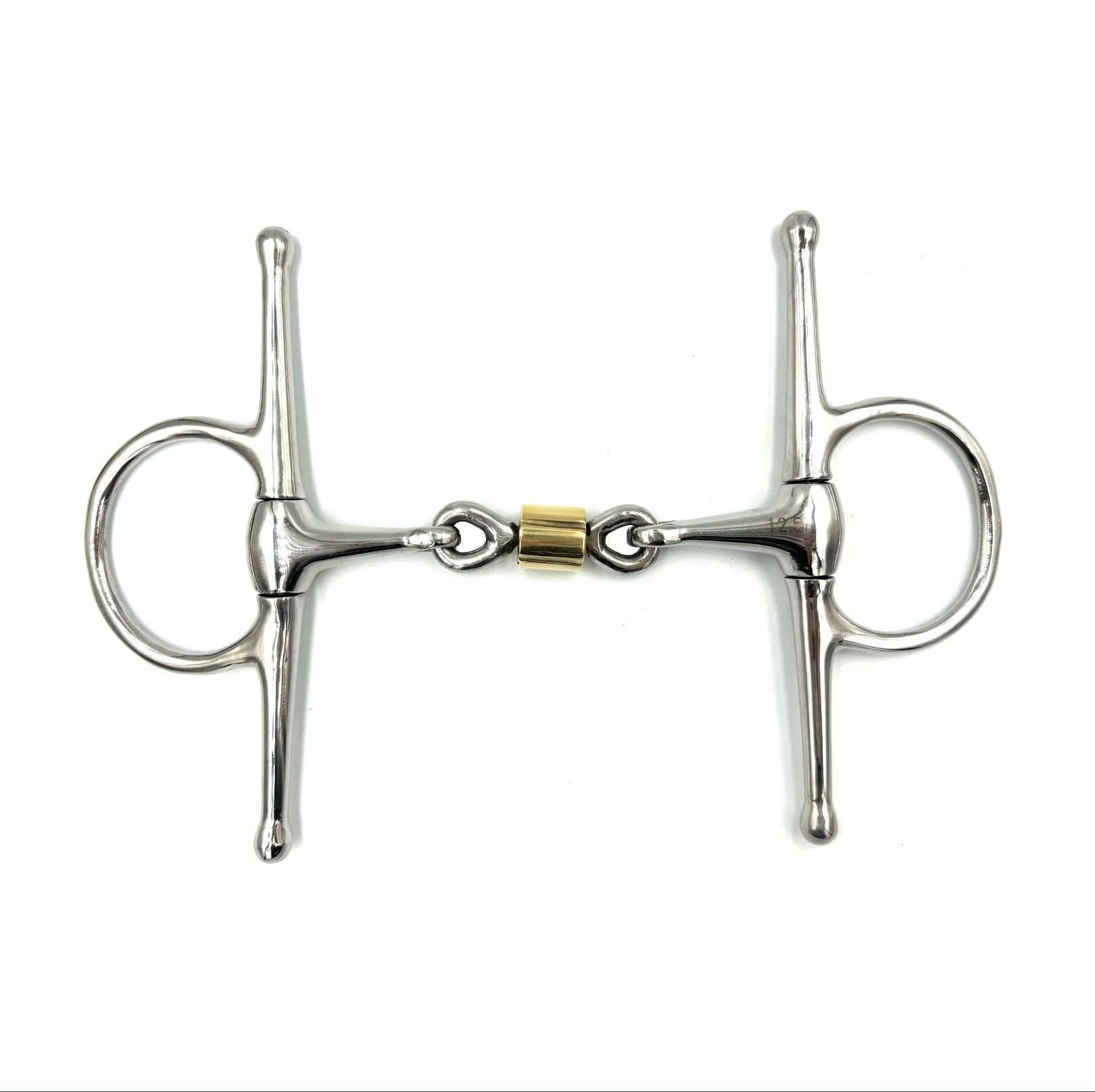 ES0076 Knebeltrense Doppelt Gebrochen Kupfer Roller Edelstahl 14mm, 13.5 cm