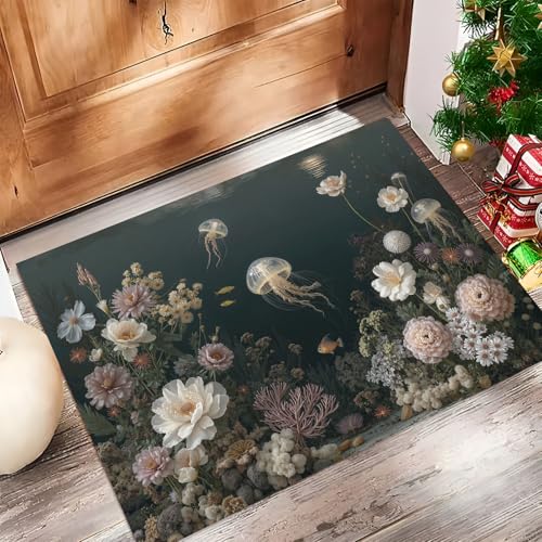 Tapis Entrée Intérieur Imperméable et Antidérapant Vert Foncé