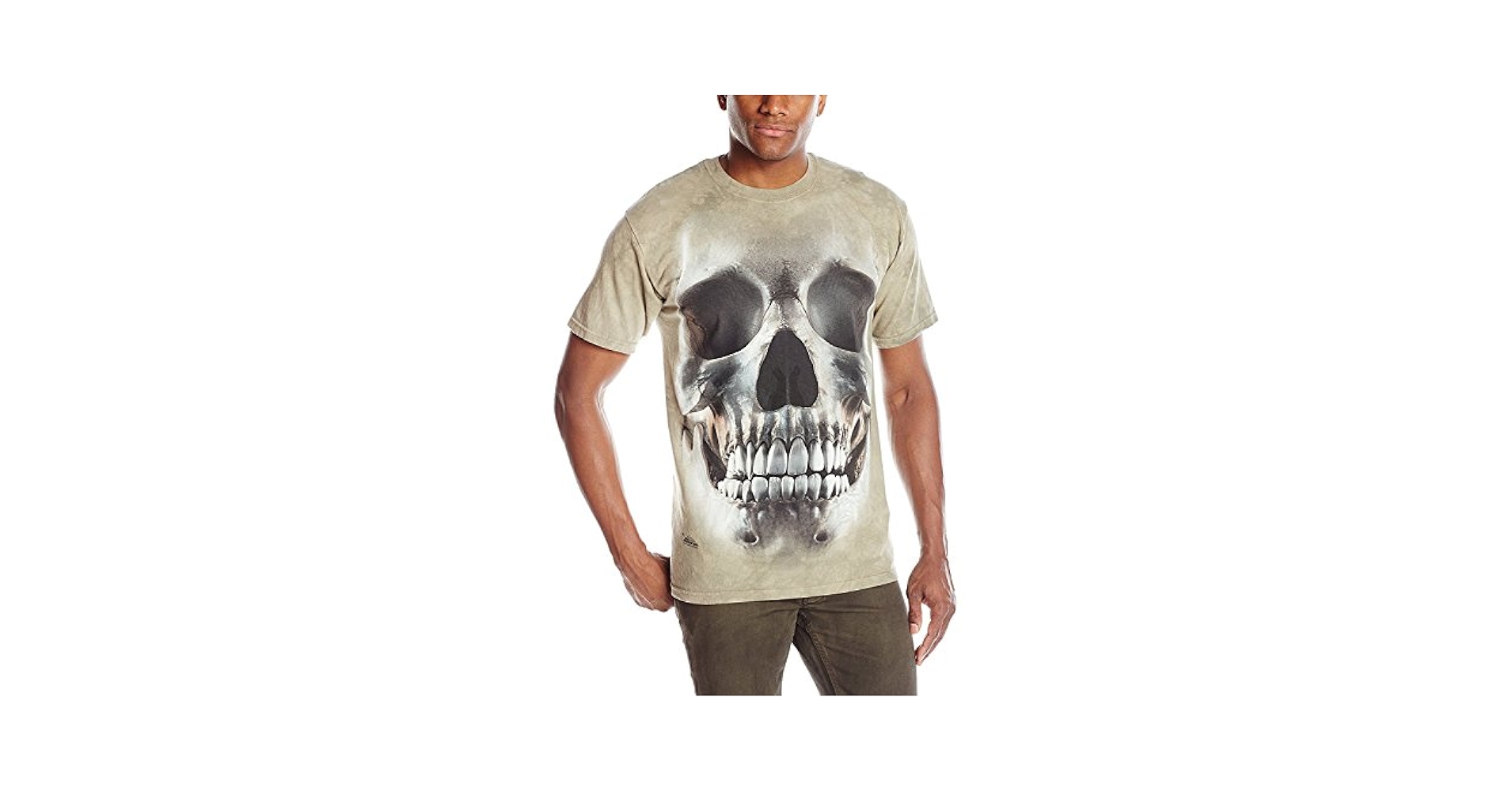 Amazon.com: The Mountain Big Face Skull Adult T-Shirt, Green