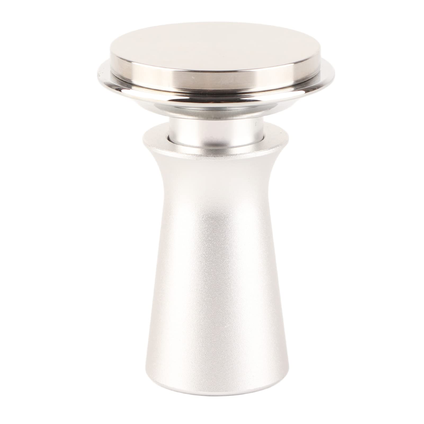 Martillo de prensa de café en polvo de acero inoxidable con prensador de resorte para máquina de espresso (53 mm, plateado)