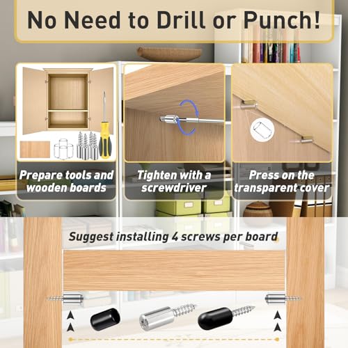 100 Pcs Self Tapping Screws Cabinet Laminate Support, Shelf Pins with Non-Slip Sleeve, Cabinet Shelf Pegs for Kitchen Utensils, Bookcases and Wardrobes, Fixed Support Self - Tapping Cross Screw by Iffitya - Image 5