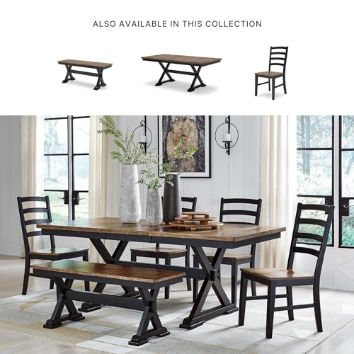 Signature Design by Ashley Wildenauer Dining Extension Table, 18" Self-Storing Butterfly Leaf, Hardwood Solids, Mango Veneer & MDF Substrate, Seats 6 to 8 for Kitchens, Black & Dark Brown, 78" - Image 5