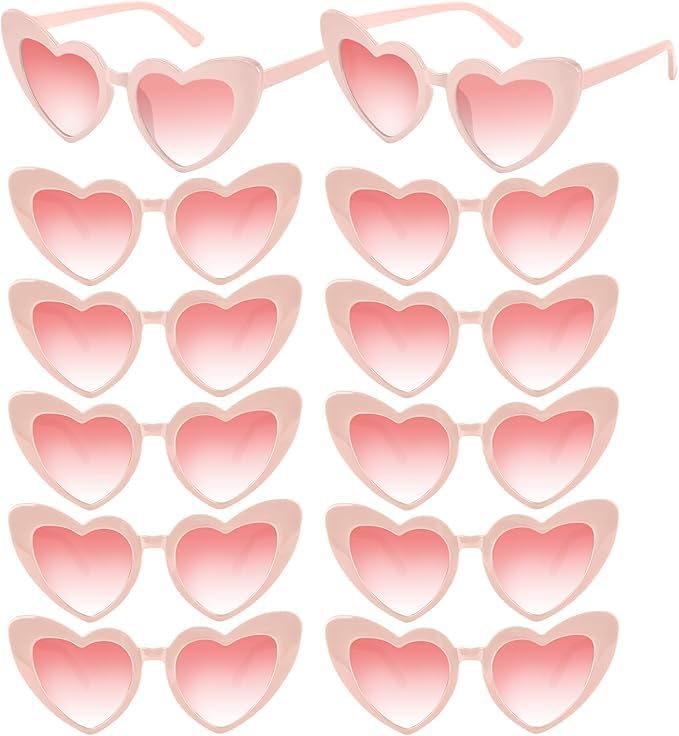 12Pairs Heart Shaped Sunglasses Vintage Heart Glasses Bridal Party Sunglasses for Women Wedding Bachelorette Party