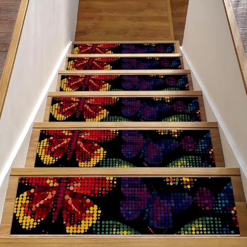 Tapis d'escalier antidérapant intérieur lavable pour marche en bois réutilisable