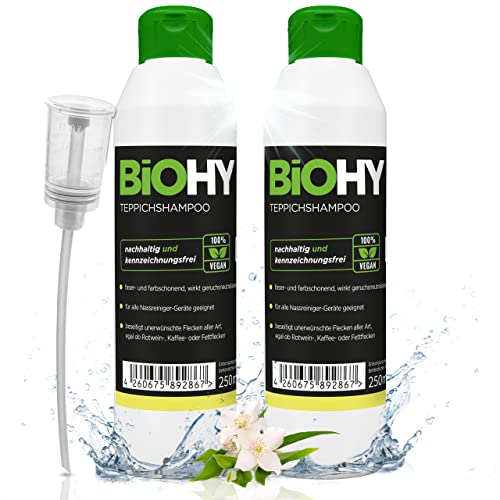 BiOHY Teppichshampoo (250 ml) + Dosierer | Teppichreiniger Konzentrat | ideal gegen hartnäckige...