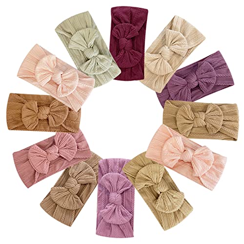 12 peças de tiaras e laços de nylon para bebês meninas tiaras de cabelo para recém-nascidos cor desb