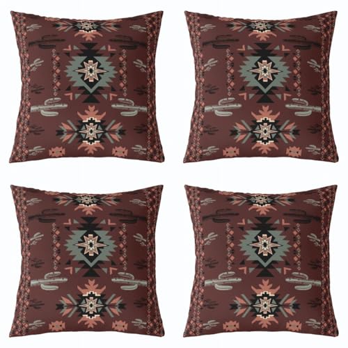Feelyou Khaki Southwestern Aztec Throw Pillow Covers Set of 4