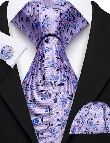 Image of Barry.Wang Ties for Men Silk Tie Sets Polka Dot Woven Necktie Pocket Square Cufflinks Business Wedding