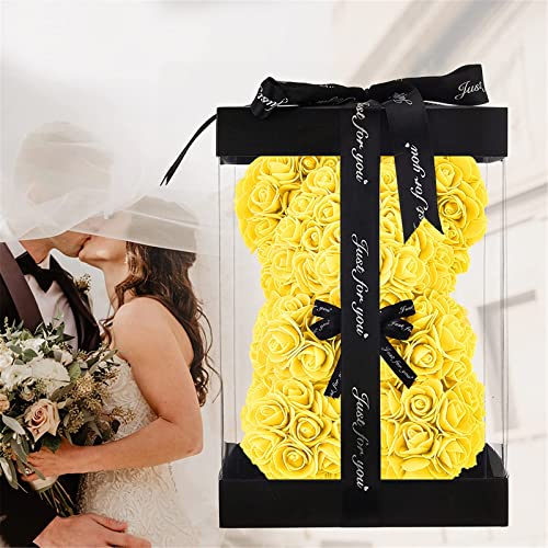 U Uqui Rose Bear Gifts For Women, Flower Bear Rose Teddy Bear With Box Lights Necklace Balloon Card, Cute Romantic I Love You Anniversary Birthday Gifts & Decorations #TOP5