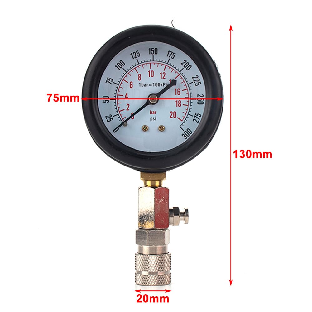 CNxinn10 1 Set Rubber + Brass + Iron Automotive Tool Gauge Petrol Engine Cylinder Engine Compression Gauges Silver + Black