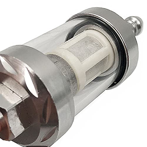 Fainwan 2Pcs 5/16 Inch 9747 Inline Fuel Filter With Clear View Glass And Chrome Hose Barb #TOP4