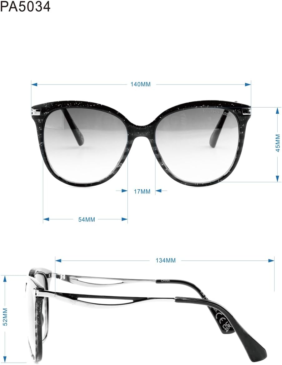 U.S. POLO ASSN. womens Pa5034 Sparkling Uv400 Protective Round Sunglasses. Classic Gifts for Women, 60 Mm Round Sunglasses