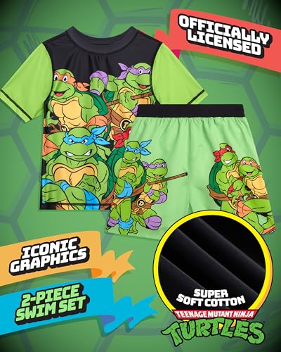 Image of Nickelodeon Paw Patrol TMNT Boys Rash Guard Set UPF 50 Swim Shirts & Trunks