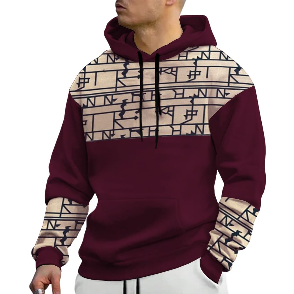Men's Fashion Cotton Printed Full Sleeve Hood Sweatshirt (Maroon)-image-12