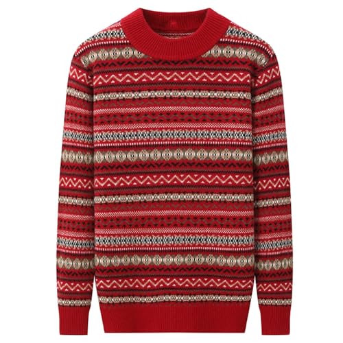 Rivccku Men's Jumper Crew Neck Knit Sweaters 100% Pure Cashmere Knitted Pullover Winter Warm Knitwear