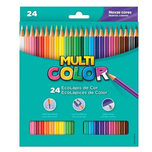 Multicolor EcoLápis de Cor Sextavado, 24 Cores