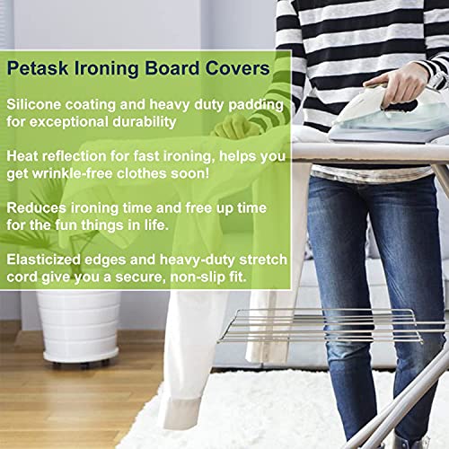 Petask Ironing Board Cover And Pad, Silicone Coated Resists Scorching And Staining Ironing Board Pads With Elastic Edges, 15"X54" Gray (Grey, Polyester & Polyester Blend) #TOP2