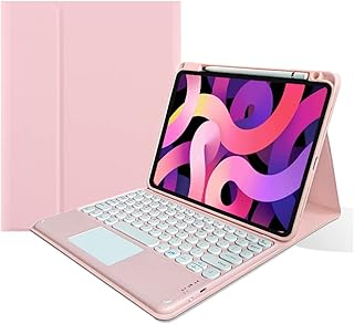 kaitesi iPad Air 5 2022/Air 4 2020 Keyboard Case - Touchpad Detachable Keyboard with Pencil Charging Holder - iPad Pro 11 inch 2022 2018/2020/2021 Slim Leather Folio Smart Cover (Light Pink)