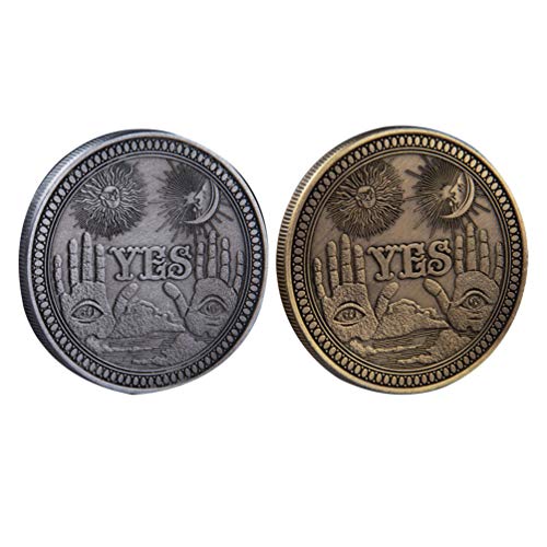 Preisvergleich Produktbild PRETYZOOM Entscheidungsmünze Machen Münzwurf Ja Oder Nein Gedenkmünze Stereoskopisches Glücksmedaillon Spielzeuggeschenk 2St. (Alte Bronze Und Silber)