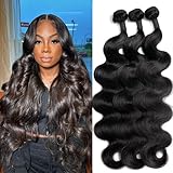 Human Hair Bundles Body Wave 3 Bundles Human Hair 24 26 28 Inch 12A Brazilian Virgin Body Wave Bundles 100% Unprocessed Brazilian Virgin Weave Bundles Human Hair Deals Natural Black Color For Women