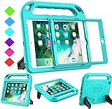 BMOUO Kids Case for iPad 9.7 2018/2017/iPad Air 2/1/Pro 9.7-Built-in Screen Protector Shockproof Handle Convertible Stand Case for iPad 9.7 Inch 2018 (6th Generation)/2017 (5th Generation),Turquoise