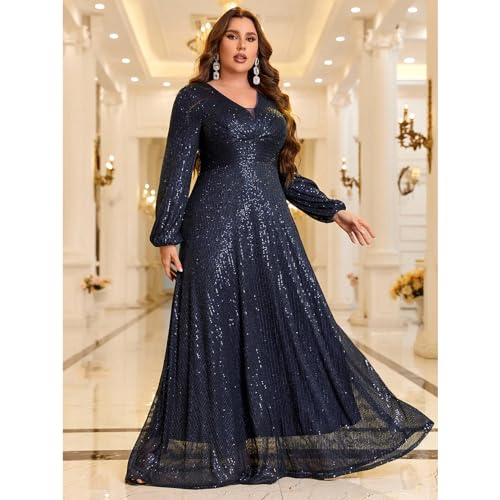 Image of TOLEEN Women's Plus Size Sequin Dress Luxurious Style Formal Cocktail Evening Party Maxi Dresses