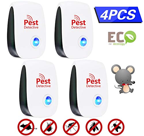 Ultrason Souris Et Rats,Anti Araignee,Répulsif Anti Rongeurs,Répulsif antiparasitaire à ultrasons,Répulsif Moustique Ultrason Anti Coquerelle,Mouches,Moustique,Cafards,Fourmis,Araigné, Puces,4pcs (A)