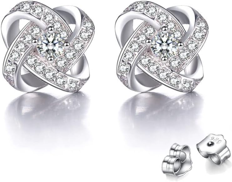 Qui Qui Four Leaf Clover Design Sliver Plated Artificial Stone Studded Earrings