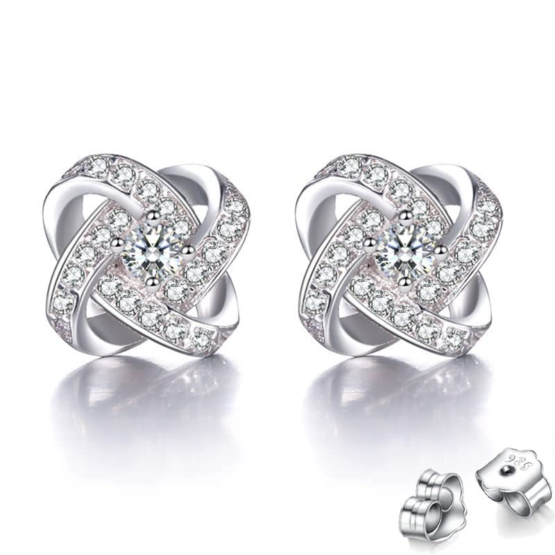 Qui Qui Four Leaf Clover Design Sliver Plated Artificial Stone Studded Earrings