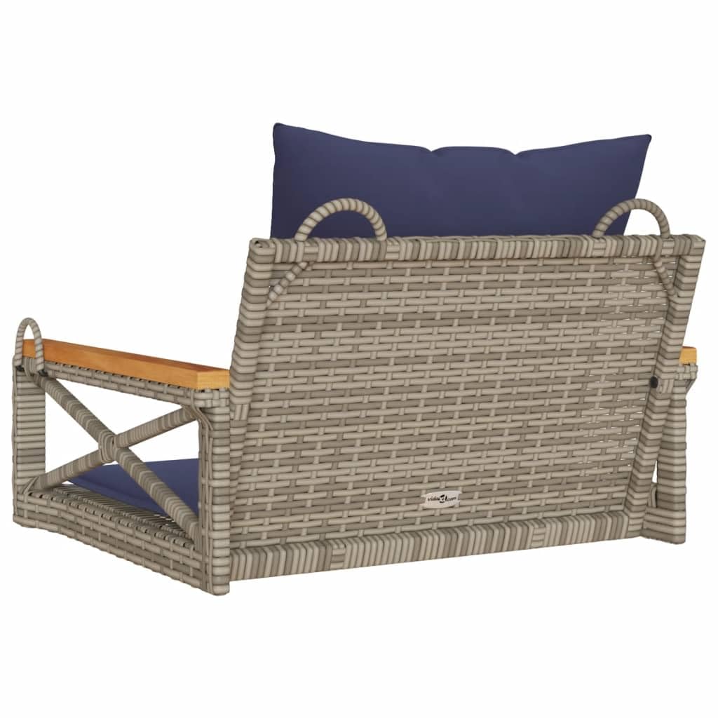 vidaXL Banco Columpio con Cojines ratán sintético Gris 63x62x40 cm